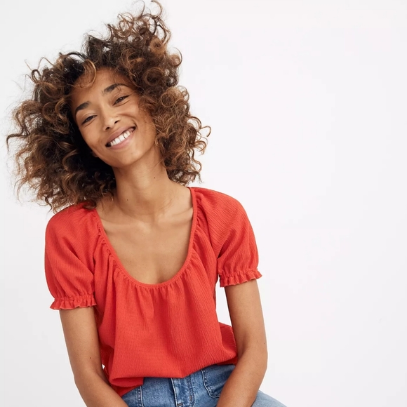Madewell Tops - Madewell Texture & Thread Peasant Top Red Size L
